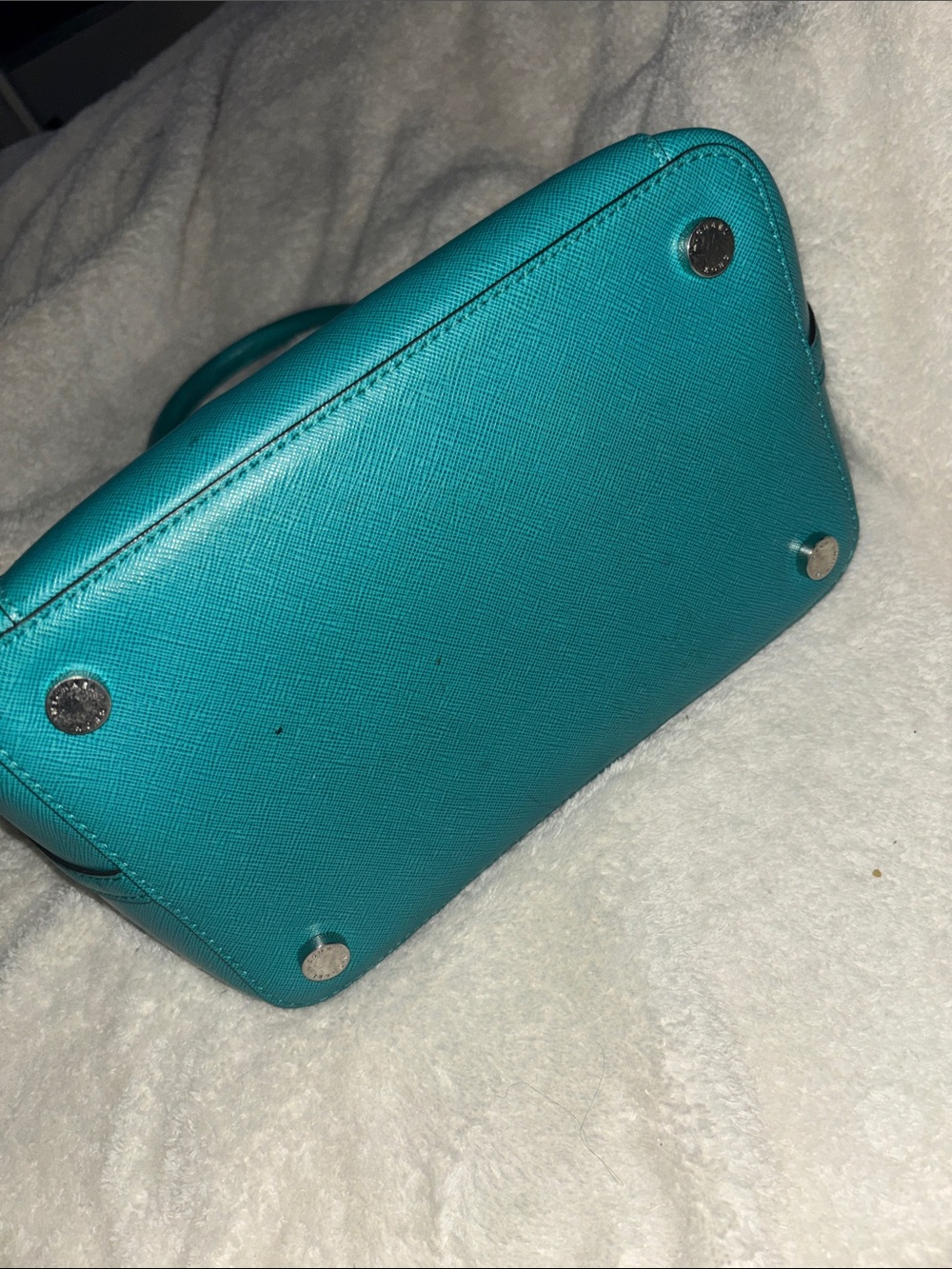 Michael Kors Turquoise Saffiano Leather Tote with Logo Charm - Picture 4 of 4